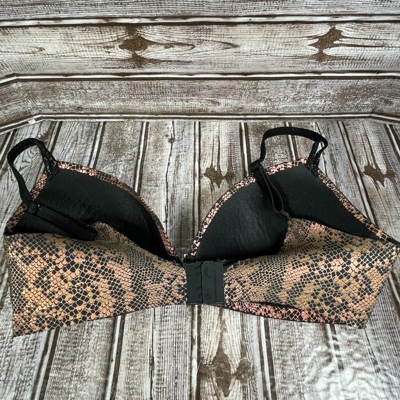VICTORIA'S SECRET Women's 32DD Padded No Wire Snakeskin Metallic Adjustable Bra - Picture 2 of 5